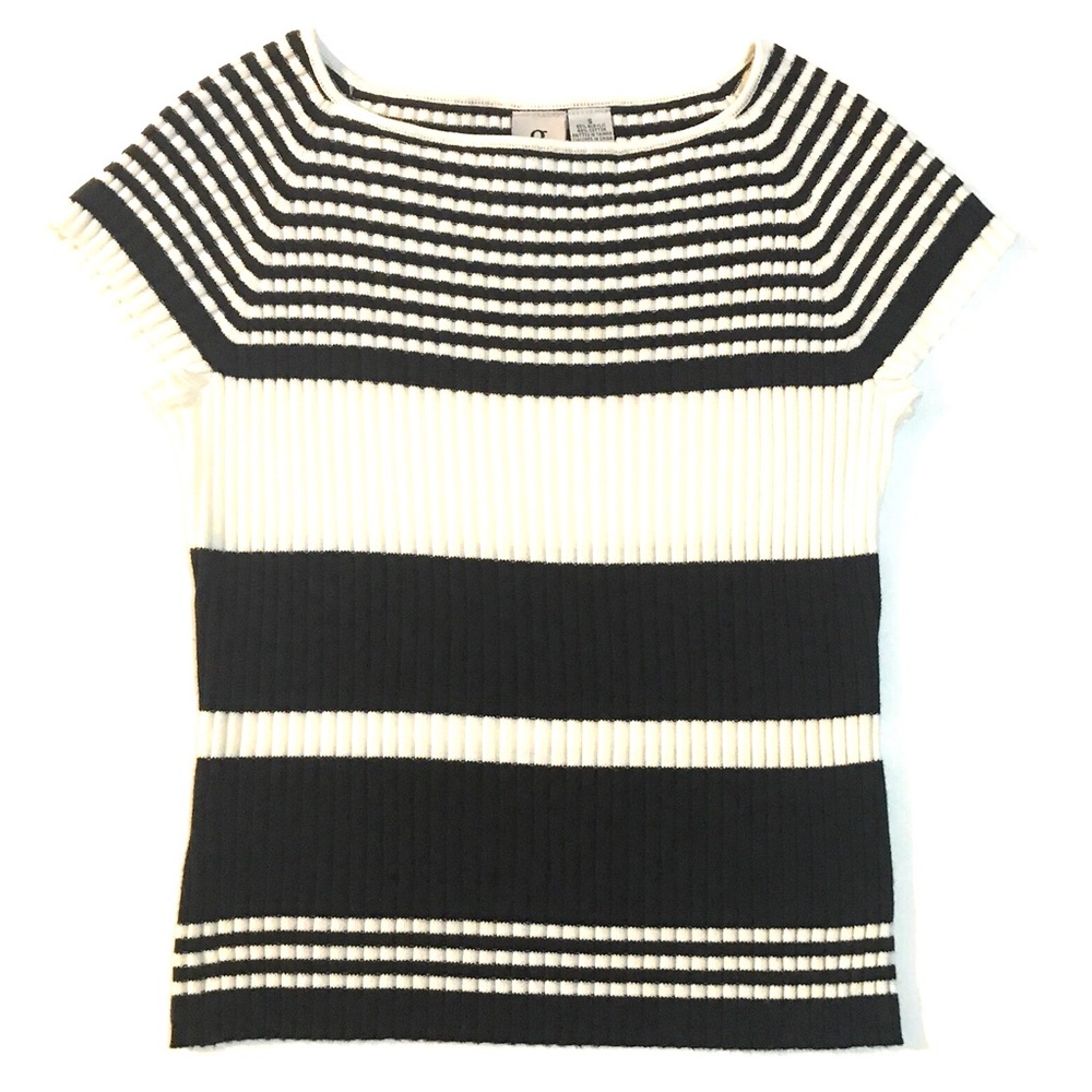 g knitwear short-sleeved ribbed striped sweater